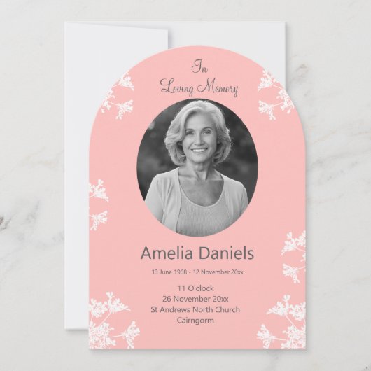愛する記憶の中の白い野花の葬儀カード 招待状 (正面)