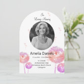 愛する記憶の中の白い野花の葬儀カード 招待状 (スタンド正面)