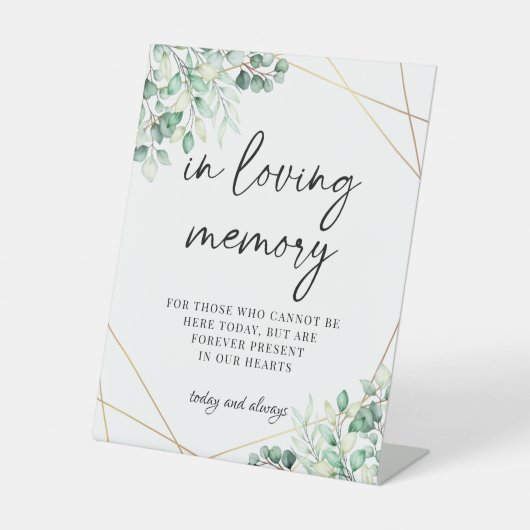 愛する記憶の中の緑のユーカリ結婚プス 台座サイン (正面)