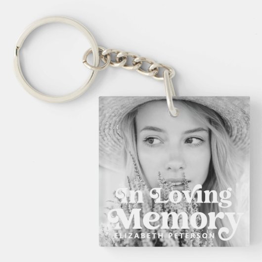 愛する記憶の中シンプルでカスタムの写真記念 キーホルダー (正面)