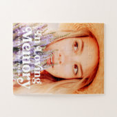 愛する記憶の中シンプルでカスタムの写真記念 ジグソーパズル (横)