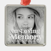 愛する記憶の中シンプルでカスタムの写真記念 メタルオーナメント (正面)