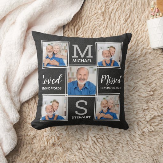愛する記憶の中パーソナライズされたで5写真記念 クッション (ブランケット)