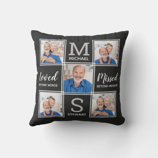 愛する記憶の中パーソナライズされたで5写真記念 クッション (裏面)