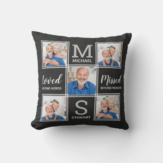 愛する記憶の中パーソナライズされたで5写真記念 クッション (正面)