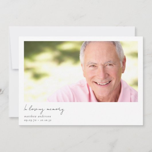 愛する記憶の中モダンでミニマルの写真の死別 サンキューカード (正面)