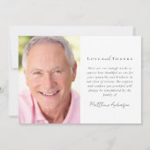 愛する記憶の中モダンでミニマルの写真の死別 サンキューカード (裏面)