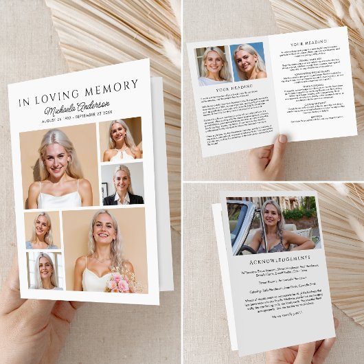 愛する記憶の中モダンで9 – 写真の折り畳まれた葬儀 プログラム