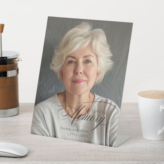 「愛する記憶の中」写真葬儀記念碑 台座サイン (インサイチュ)