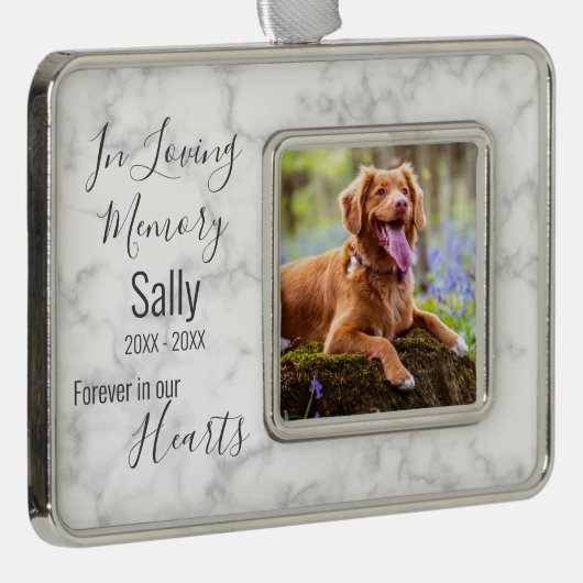 愛する記憶の中 – 悔やみや弔慰ペット損失犬メモリアル シルバープレートフレームオーナメント (右)