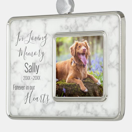 愛する記憶の中 – 悔やみや弔慰ペット損失犬メモリアル シルバープレートフレームオーナメント (左)