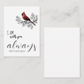 愛する記憶の中:赤い(鳥)ショウジョウコウカンチョウ葬儀祈りの言葉カード 名刺 (正面/裏面)