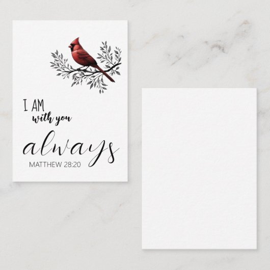 愛する記憶の中：赤い（鳥）ショウジョウコウカンチョウ葬儀祈りの言葉カード 名刺 (正面/裏面)