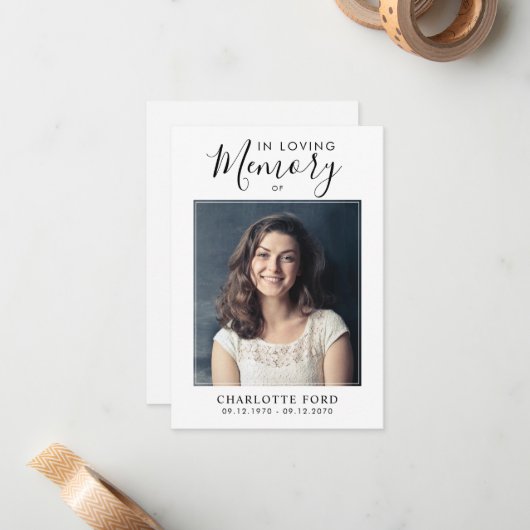 愛する記憶の予算の写真葬儀メモリアル ノートカード (正面/裏面インサイチュ)