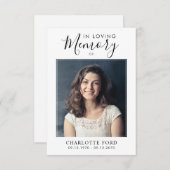 愛する記憶の予算の写真葬儀メモリアル ノートカード (正面/裏面)