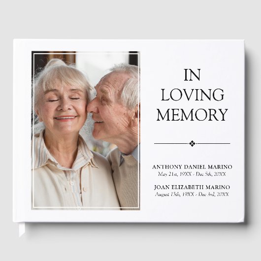 愛する記憶の写真でミニマルなダブル記念碑 ゲストブック (正面)