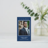 愛する記憶の写真葬儀ブルー祈りの言葉カード 名刺 (スタンド正面)