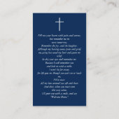 愛する記憶の写真葬儀ブルー祈りの言葉カード 名刺 (裏面)