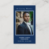 愛する記憶の写真葬儀ブルー祈りの言葉カード 名刺 (正面)