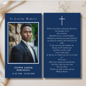 愛する記憶の写真葬儀ブルー祈りの言葉カード 名刺