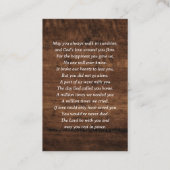 愛する記憶の写真葬式ウッド祈りの言葉カード 名刺 (裏面)