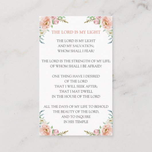 愛する記憶の写真記念ピーチエレガントバラ 名刺 (裏面)