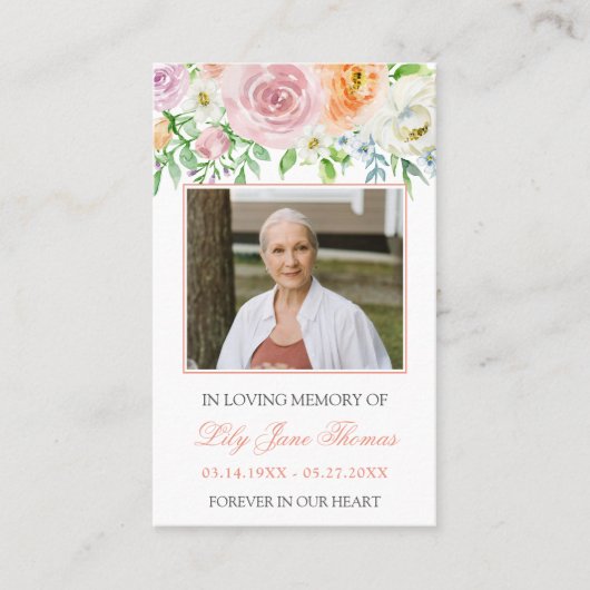 愛する記憶の写真記念ピーチエレガントバラ 名刺 (正面)