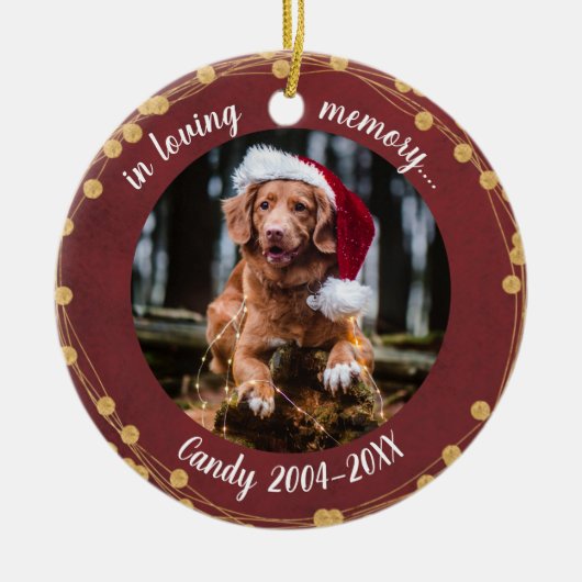 愛する記憶の写真 ペットメモリアル ライトの花輪 セラミックオーナメント (正面)