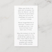 愛する記憶の写真 葬儀 祈りのカード 名刺 (裏面)