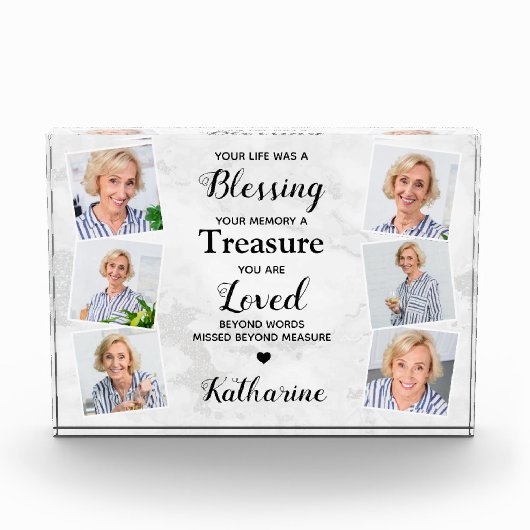愛する記憶の大理石のモダン悔やみや弔慰記念碑 フォトブロック (正面)