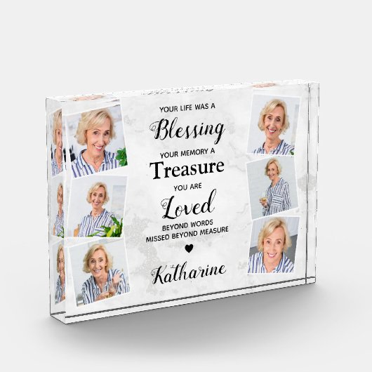 愛する記憶の大理石のモダン悔やみや弔慰記念碑 フォトブロック (左)