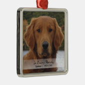 愛する記憶の年のクリスマスの犬の写真 メタルオーナメント (右)