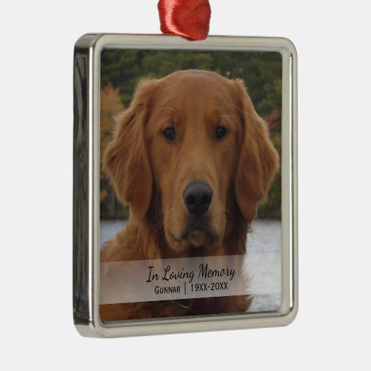 愛する記憶の年のクリスマスの犬の写真 メタルオーナメント (右)