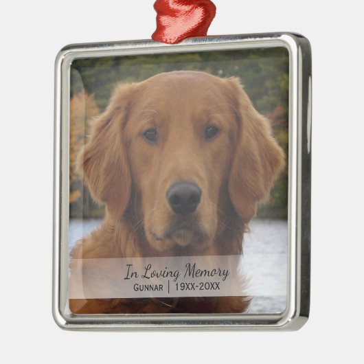 愛する記憶の年のクリスマスの犬の写真 メタルオーナメント (左)