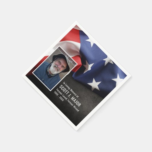 愛する記憶の愛国国旗の悔やみや弔慰写真 スタンダードカクテルナプキン (角)