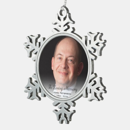 愛する記憶の父の記念写真 スノーフレークピューターオーナメント (右)