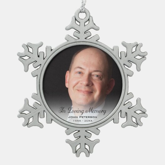 愛する記憶の父の記念写真 スノーフレークピューターオーナメント (正面)