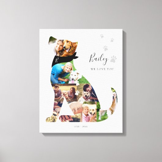 愛する記憶の犬の写真コラージュ ペットの追悼 キャンバスプリント (正面)