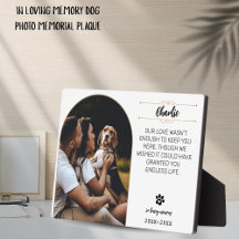 愛する記憶の犬の写真プレート - 名入れ