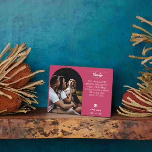 愛する記憶の犬の写真プレート - 名入れ フォトプラーク (側面)