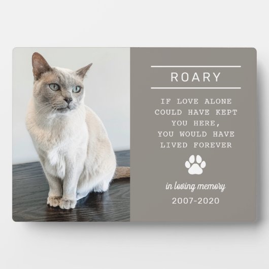 愛する記憶の猫の写真 ペワターグレー フォトプラーク (正面)