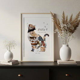 愛する記憶の猫写真コラージュ ペットメモリアル キャンバスプリント