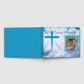 愛する記憶の白い雲の青い十字葬儀 ゲストブック (全面)