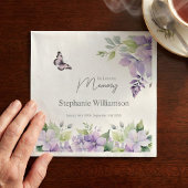 愛する記憶の紫色の花の蝶 スタンダードカクテルナプキン