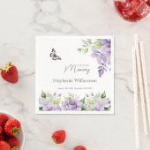 愛する記憶の紫色の花の蝶 スタンダードカクテルナプキン (インサイチュ)
