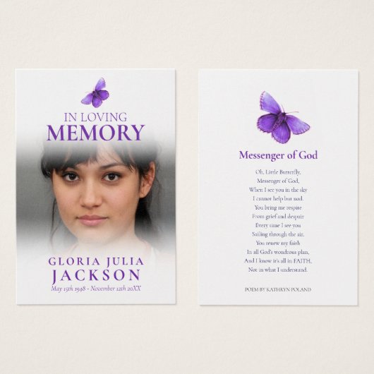 愛する記憶の紫色の蝶の詩の葬儀 (正面&裏面)