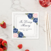 愛する記憶の葬儀でピンク色の青い銀のフローラ スタンダードカクテルナプキン (インサイチュ)