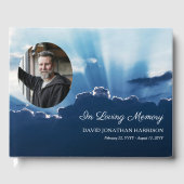 愛する記憶の葬儀で光の楕円形の写真のビーム ゲストブック (正面)