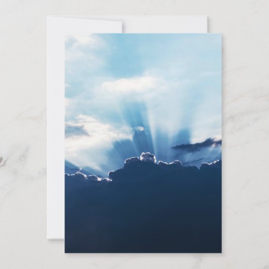 愛する記憶の葬儀で光の楕円形の写真のビーム 招待状 (裏面)