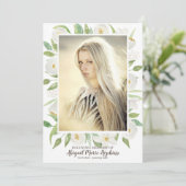 愛する記憶の葬儀で緑と白のフローラ サンキューカード (スタンド正面)